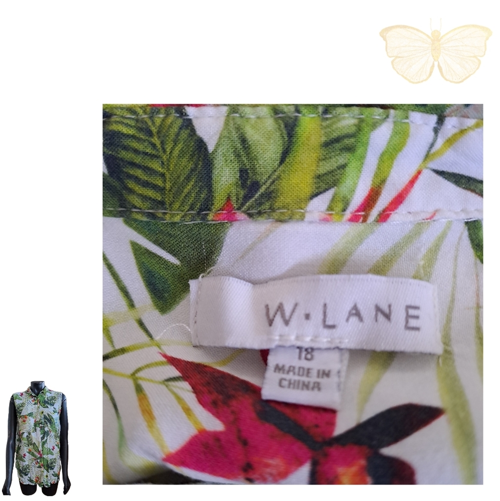 W Lane, Size 18, Tropical sleeveless top - Picture 4 of 4